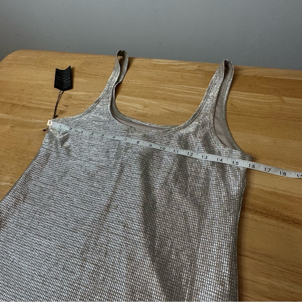 Forever 21 NWT Gold Silver Champagne Metallic shimmer Dress Medium M Bodycon - Picture 4 of 8